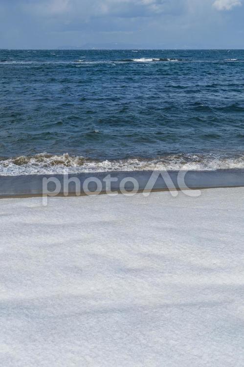 冬、雪が積もったビーチ。青森、合浦公園 冬,雪,ビーチの写真素材
