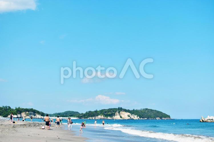 菖蒲田海水浴場の海と青空　2 海水浴場,菖蒲田海水浴場,海の写真素材