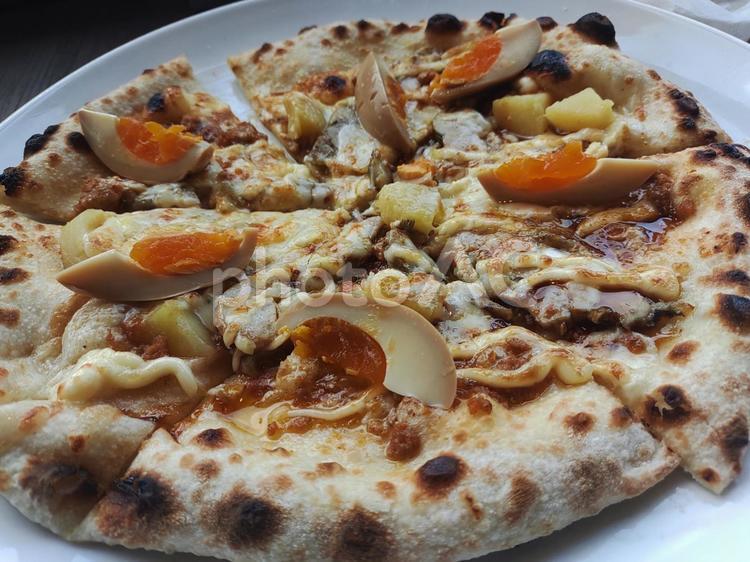 カボチャとたまごのピザ ピザ,ピッツァ,pizzaの写真素材