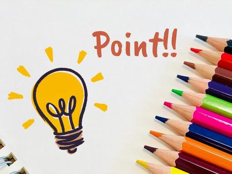 豆電球の絵とPOINTの文字＋色鉛筆 ポイント,チェック,豆電球の写真素材