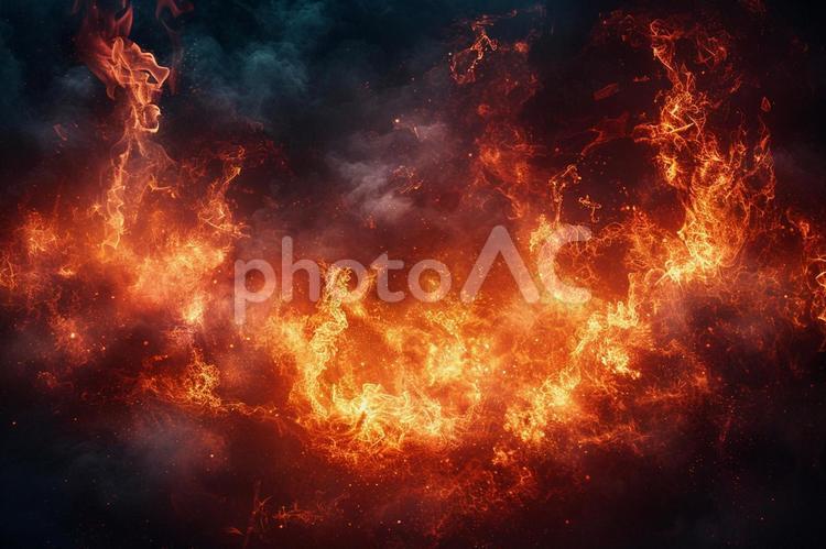 爆発するような火と煙のグラフィック 炎,火,爆発の写真素材