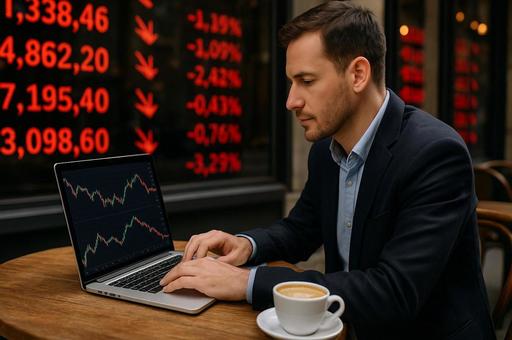 下落示す株価グラフ 下落示す株価グラフの写真