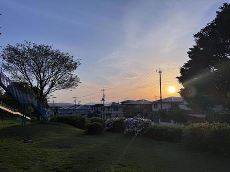 夕日のこうぼうふじみ公園 夕日のこうぼうふじみ公園の写真
