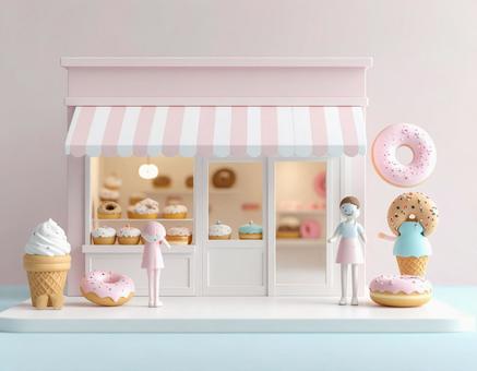 ドーナツの店、ミニチュア ドーナツの店、ミニチュアの写真