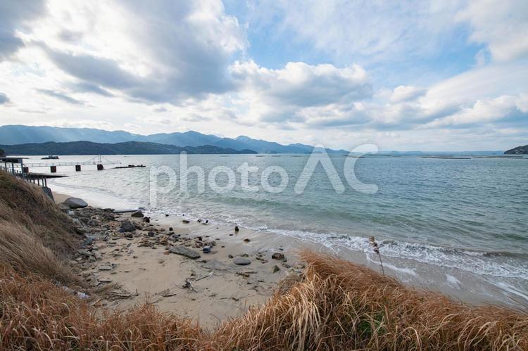 冬の海岸と青い空 海,海岸,冬の写真素材