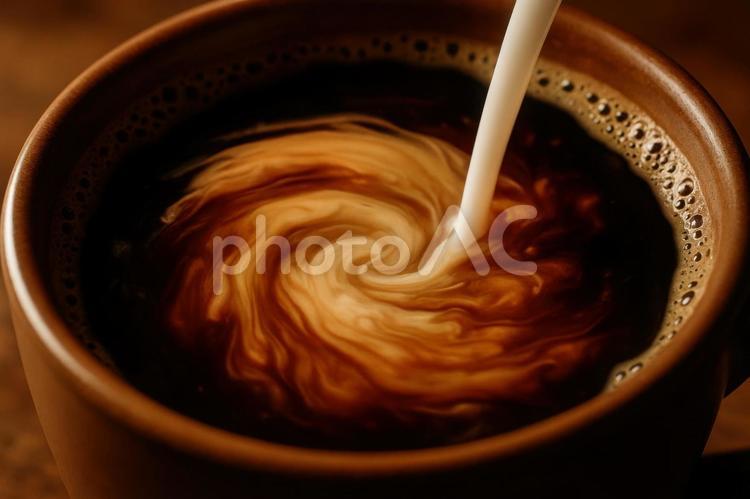 混ざり合うミルクとコーヒー カフェ,コーヒー,ミルクの写真素材
