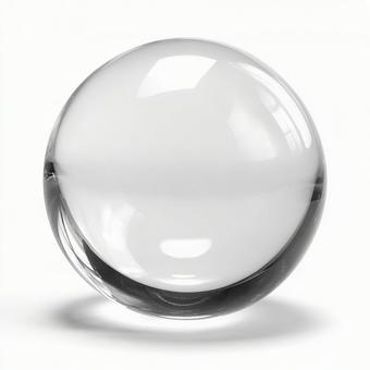 反射が美しい、大きな透明ガラスボール 反射が美しい、大きな透明ガラスボールの写真