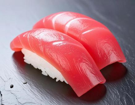 二貫のマグロのお寿司 二貫のマグロのお寿司の写真