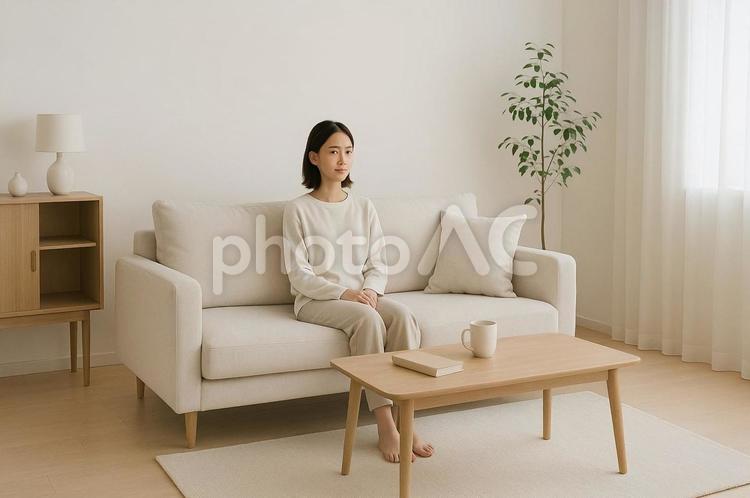 穏やかな午後のひととき 人物,リビング,インテリアの写真素材
