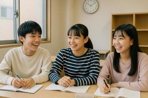 フリースクールで学ぶ学生たち フリースクールで学ぶ学生たちの写真