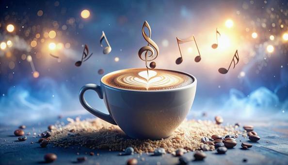 音符の形のラテアートの写真