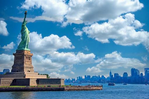 New York Statue of Liberty and Blue Sky and Cloud 1, new york, the statue of liberty, sky, JPG