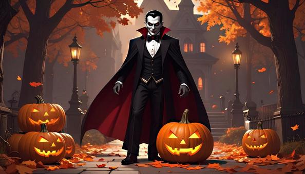 ドラキュラ伯爵とジャック・オ・ランタンの写真
