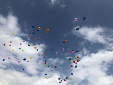 バルーン バルーン バルーン,風船,空の写真素材