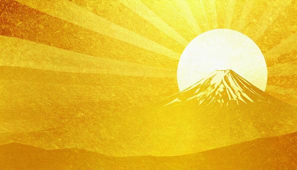 富士山 太陽 金色の紙の質感のある背景 富士山 太陽 金色の紙の質感のある背景の写真