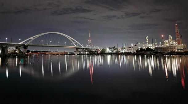 堺の夜景イメージ素材 堺,大阪,新浜寺大橋の写真素材