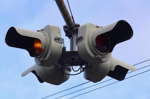 点滅信号機 信号機,赤,注意の写真素材