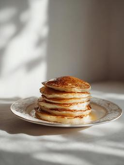 シンプルながらも食欲をそそるパンケーキ シンプルながらも食欲をそそるパンケーキの写真