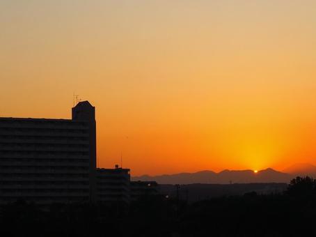 多摩川からの夕焼け空 多摩川からの夕焼け空の写真