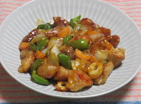 酢豚 酢豚 酢豚,中華料理,献立の写真素材