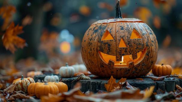 秋色に包まれたハロウィンの風景 秋色に包まれたハロウィンの風景 ジャックオーランタン,かぼちゃ,ハロウィンの写真素材