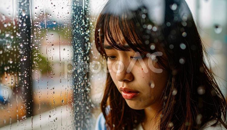 泣き顔の日本人の女性 涙,泣き顔,悲しいの写真素材
