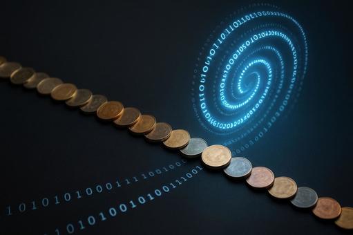 貨幣のデジタル渦(現金がデジタル化) 貨幣のデジタル渦(現金がデジタル化)の写真