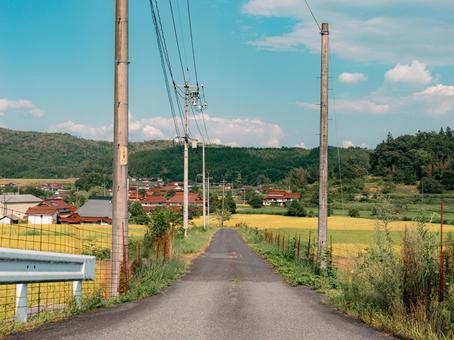 田舎 田舎,道,空の写真素材