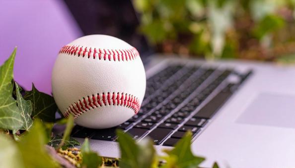 プロ野球のイメージ パソコン 野球ボール プロ野球のイメージ パソコン 野球ボールの写真