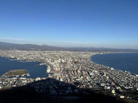 昼の函館山から 函館山,昼,風景の写真素材