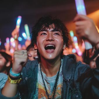 ライブで汗を流して応援する推し活 ライブで汗を流して応援する推し活の写真