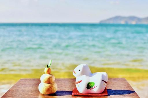 2026干支の馬の海岸 海岸,干支の馬,2026年干支の写真素材