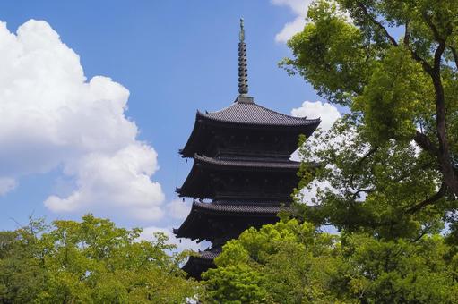 世界遺産 東寺の壮大な五重塔と夏空 世界遺産 東寺の壮大な五重塔と夏空の写真