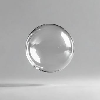 光を反射して浮かぶ、透明な美しい球体 光を反射して浮かぶ、透明な美しい球体の写真