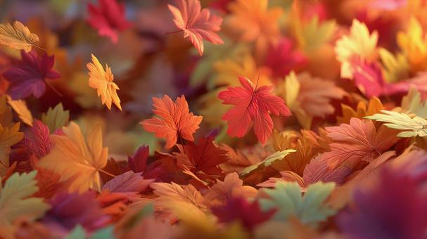 暖色系の紅葉マクロ写真の写真