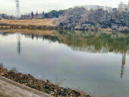 北総花の丘公園の風景-145 北総花の丘公園,千葉県印西市,戸神川防災調整池の写真素材