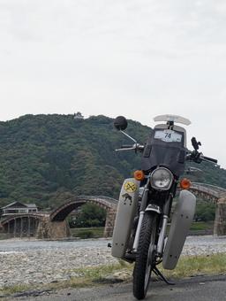 錦帯橋 錦帯橋 ツーリング,バイク,k90の写真素材