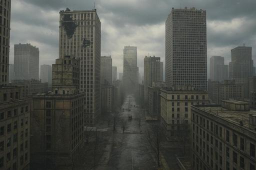 静まり返った灰色の都市の写真