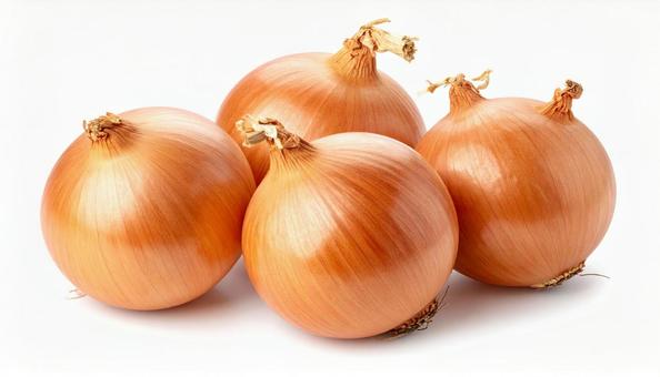 白い背景に複数の茶色い玉ねぎの写真