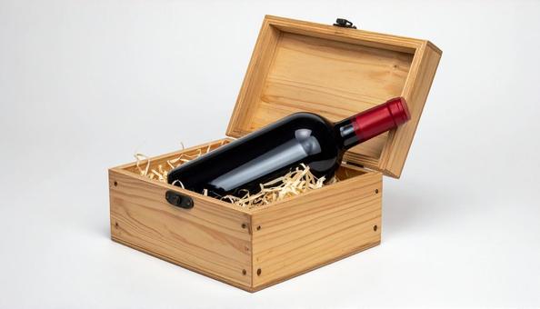 ボジョレーヌーボー解禁　赤ワインと木箱の写真