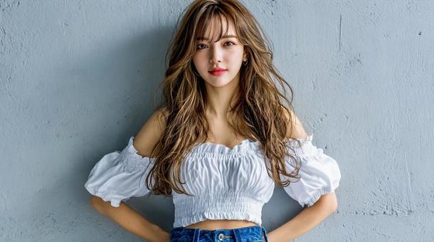 壁に寄りかかる美しい美女 壁に寄りかかる美しい美女の写真