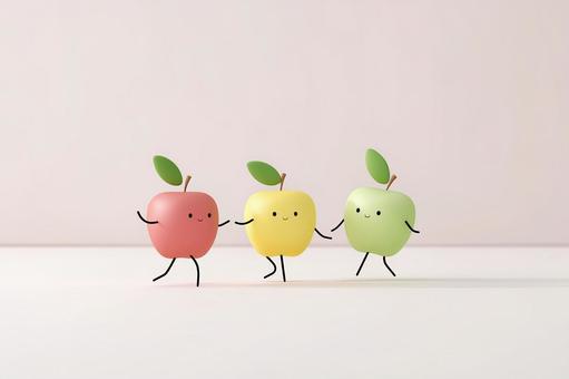 赤りんご青りんご黄りんご三兄弟 赤りんご青りんご黄りんご三兄弟の写真
