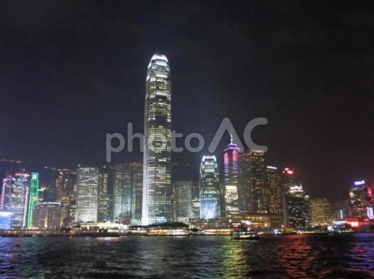 香港　スターフェリーから見た夜景 スターフェリー,夜景,香港の写真素材