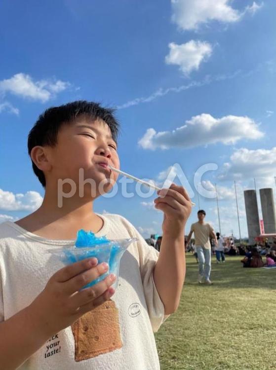 夏空とかき氷 夏,空,かき氷の写真素材