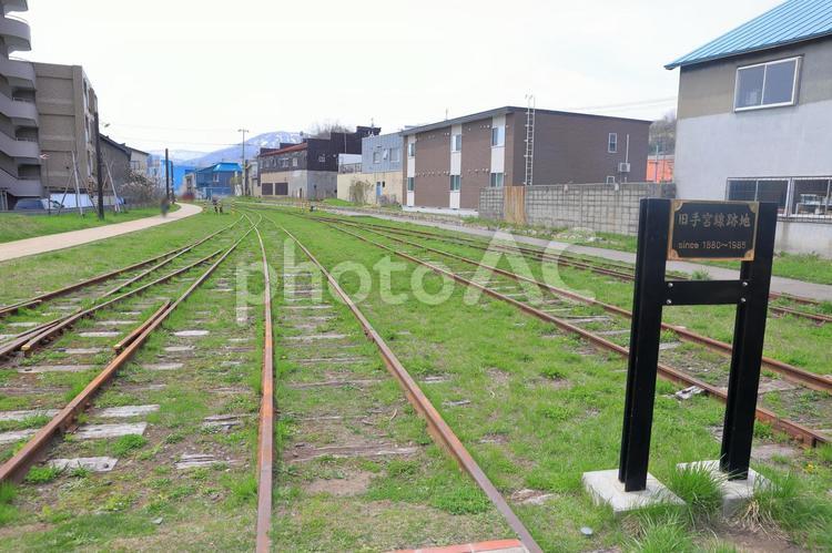 手宮線跡地(看板あり) 看板,手宮線,跡地の写真素材