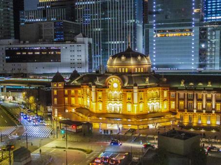 【東京都】東京駅丸の内駅前広場 【東京都】東京駅丸の内駅前広場 東京駅,丸の内,夜景の写真素材