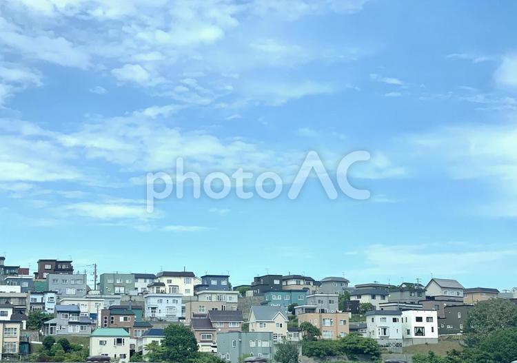 北海道のかわいい街並み 住宅街,町並み,街並みの写真素材