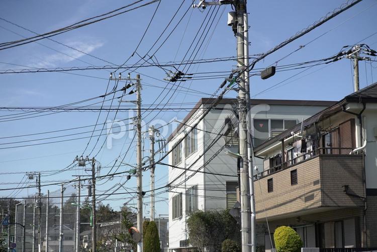 住宅地の風景と青空 住宅地,家,建物の写真素材