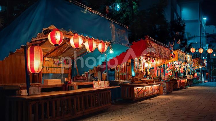 伝統的な日本の夏祭りのイメージ02 夏祭り,夏休み,休日の写真素材