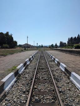 線路 線路,狭軌,鉄道の写真素材